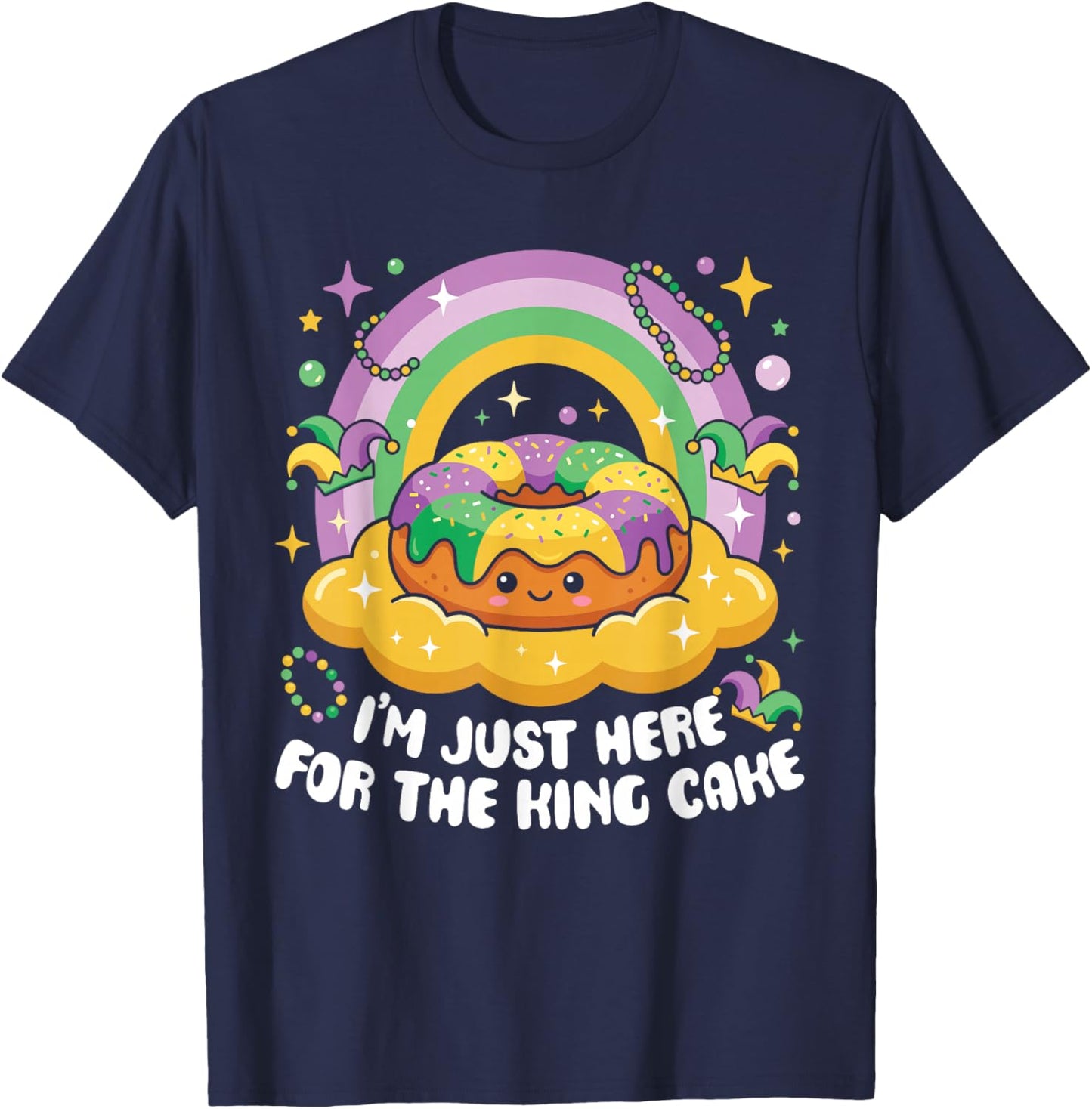 I'm Just Here for The King Cake Mardi Gras Kawaii Kids T-Shirt - T-Shirt | Navy