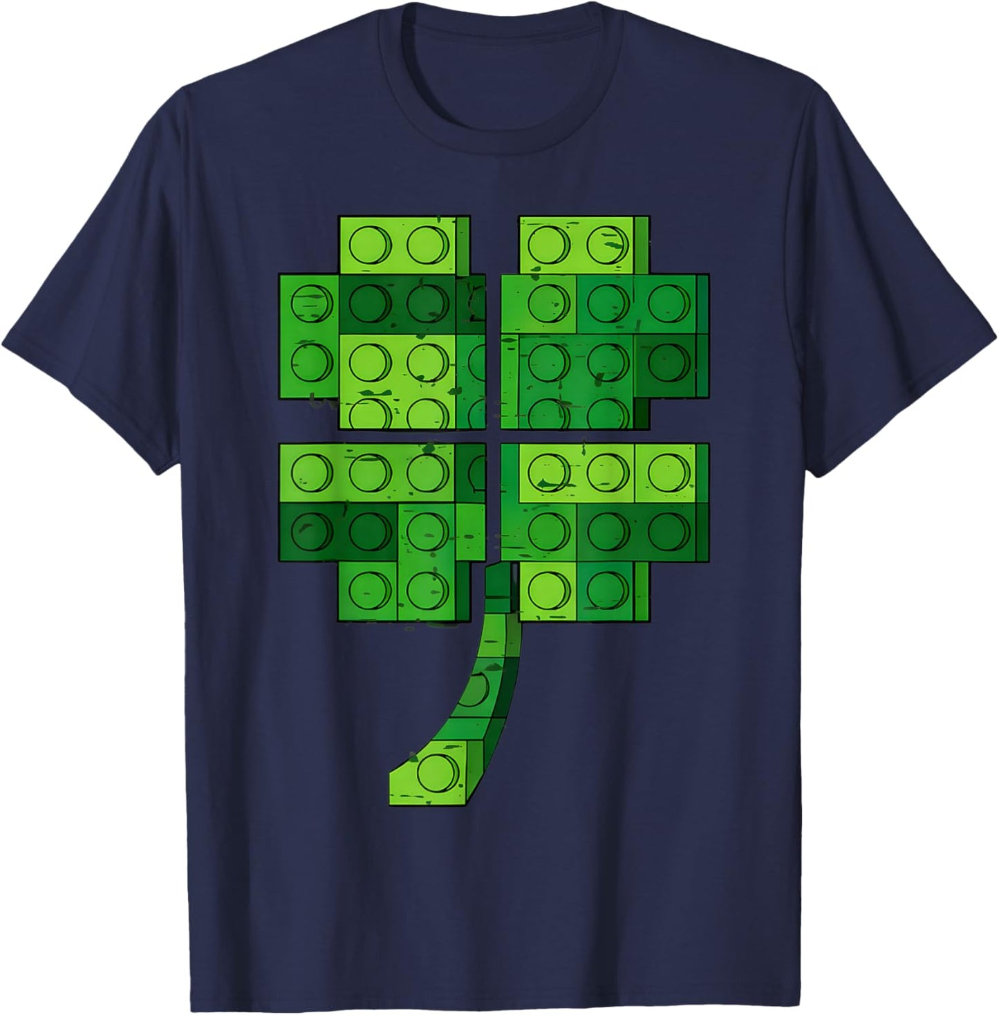 St Patricks Day Shamrock Building Blocks Bricks Boys Kids T-Shirt - T-Shirt | Navy
