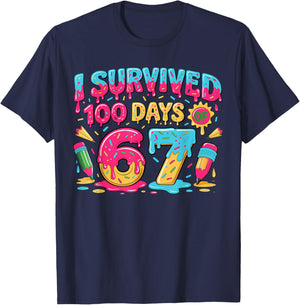 100th Day Teacher I Survived 100 Days 67 T-Shirt - T-Shirt | Navy