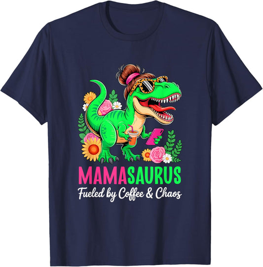 Funny Mom Dinosaur T-Rex Mothers Day Mommy Mamasaurus T-Shirt - T-Shirt | Navy