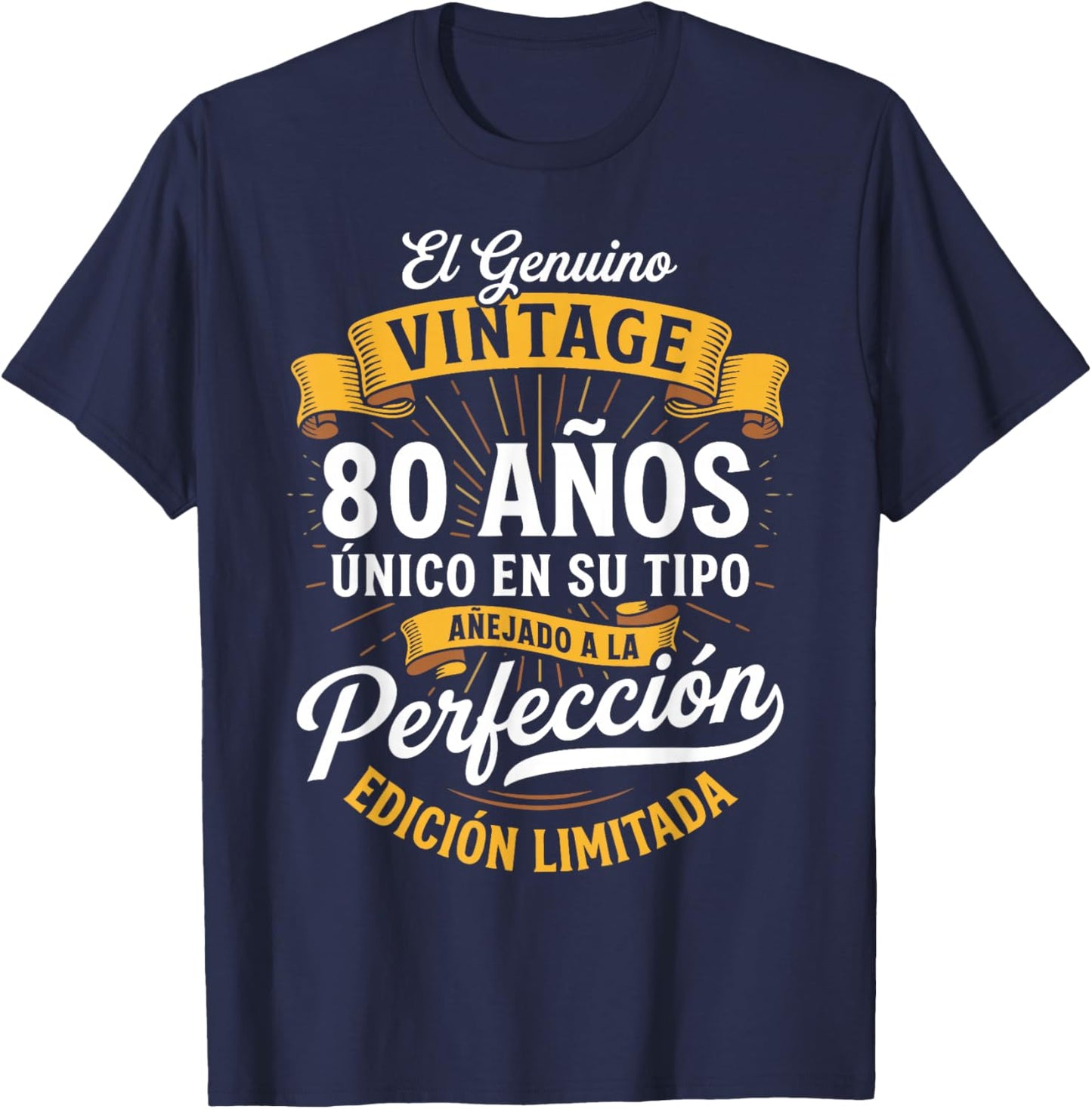 Vintage 80th Birthday Men Funny 80 Birthday Spanish T-Shirt - T-Shirt | Navy