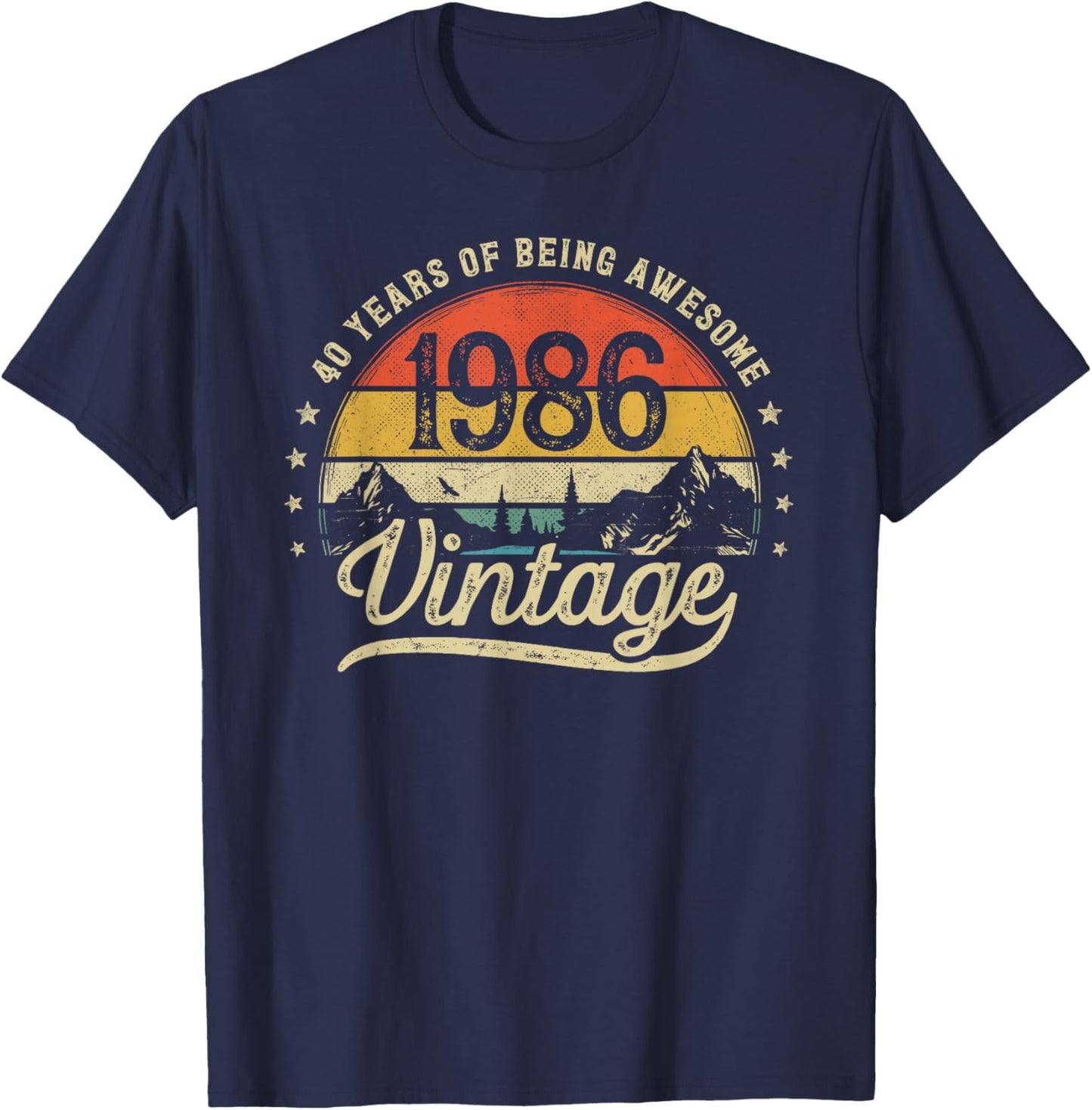 Vintage 1986 40 Years Old 40th Birthday T-Shirt - T-Shirt | Navy