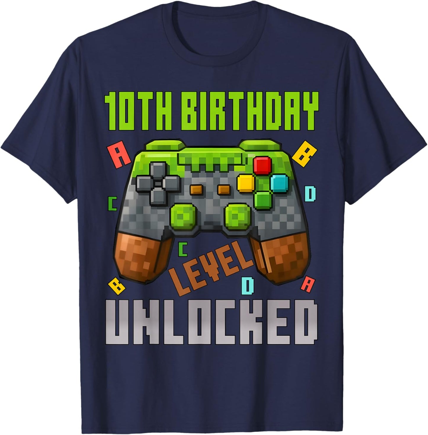 10th Birthday Boy Level 10 Unlocked Birthday Boy 10 Years T-Shirt - T-Shirt | Navy