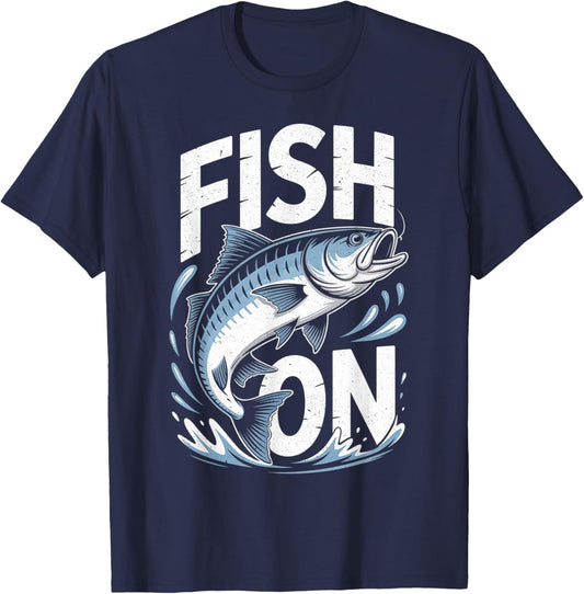 Fish On Fishing for Bass Fisherman T-Shirt - T-Shirt | Navy
