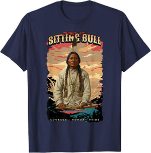 Sitting Bull Native American Chief Lakota Sioux Indians T-Shirt - T-Shirt | Navy