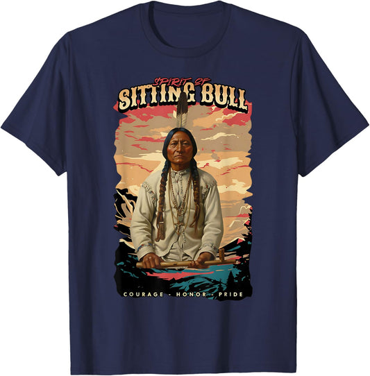 Sitting Bull Native American Chief Lakota Sioux Indians T-Shirt - T-Shirt | Navy