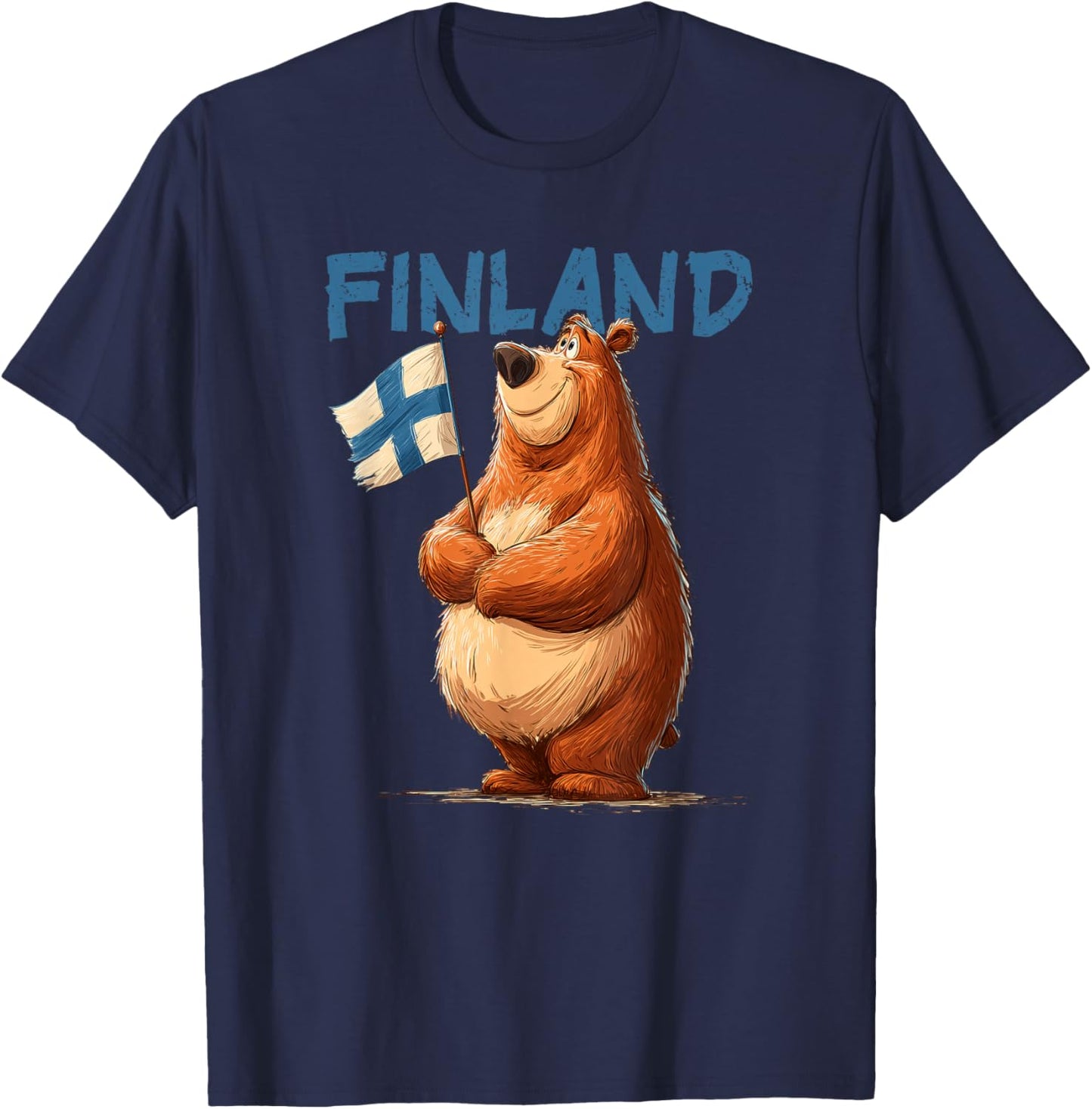 Cute Finland Bear with Finnish Flag Costume T-Shirt - T-Shirt | Navy