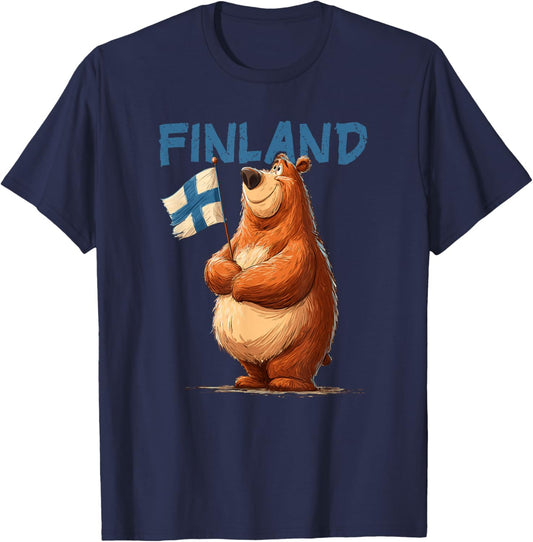 Cute Finland Bear with Finnish Flag Costume T-Shirt - T-Shirt | Navy