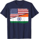 Half American Half Indian USA Flag India Flag Patriotic T-Shirt - T-Shirt | Navy