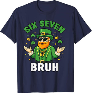 Six Seven 67 St Patricks Day 6 7 Bruh Boys Kids 6-7 Meme T-Shirt - T-Shirt | Navy