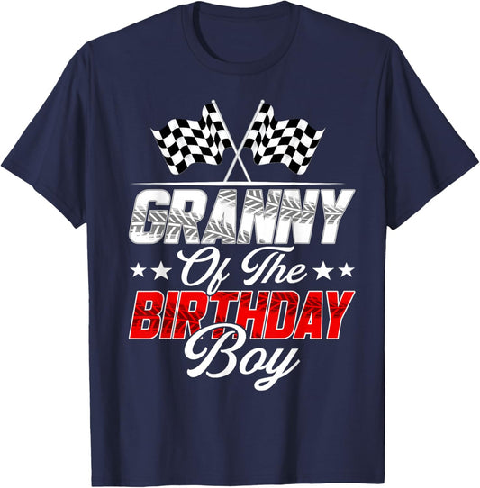 Race Car Granny of The Birthday Boy Racing Family Pit Crew T-Shirt - T-Shirt | Navy