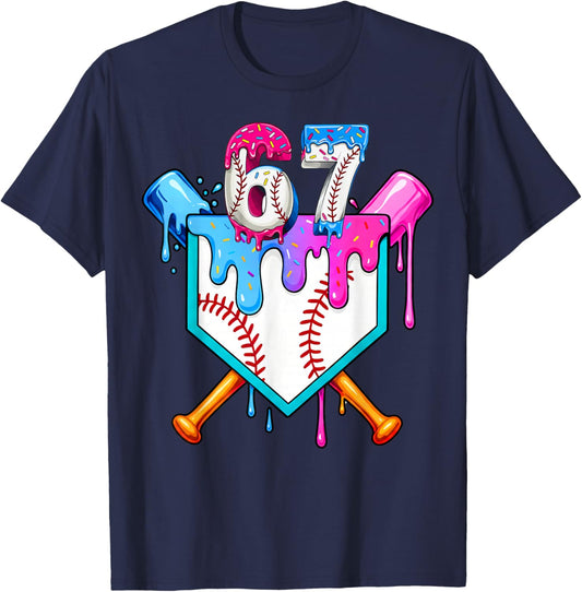 Six Seven Baseball Respect The Drip Boys Baseball T-Shirt - T-Shirt | Navy