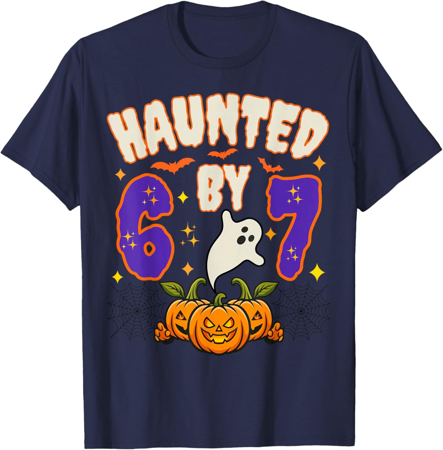 Halloween Haunted by 6 7 Six Seven Gen Alpha Z 67 Meme T-Shirt - T-Shirt | Navy