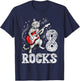 Funny Cat Playing Guitar 8 Rocks 8th Birthday Kids Gift T-Shirt - T-Shirt | Navy