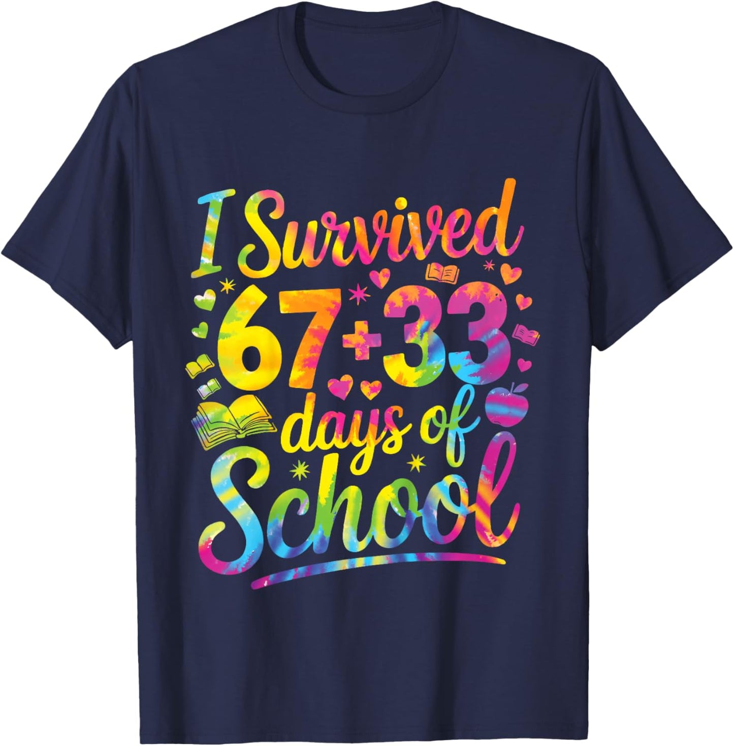 Kids 100th Day of School I Survived 67 Days of School Teacher T-Shirt - T-Shirt | Navy