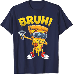Dabbing Gamer Pizza Slice Video Gaming Virtual Reality VR T-Shirt - T-Shirt | Navy