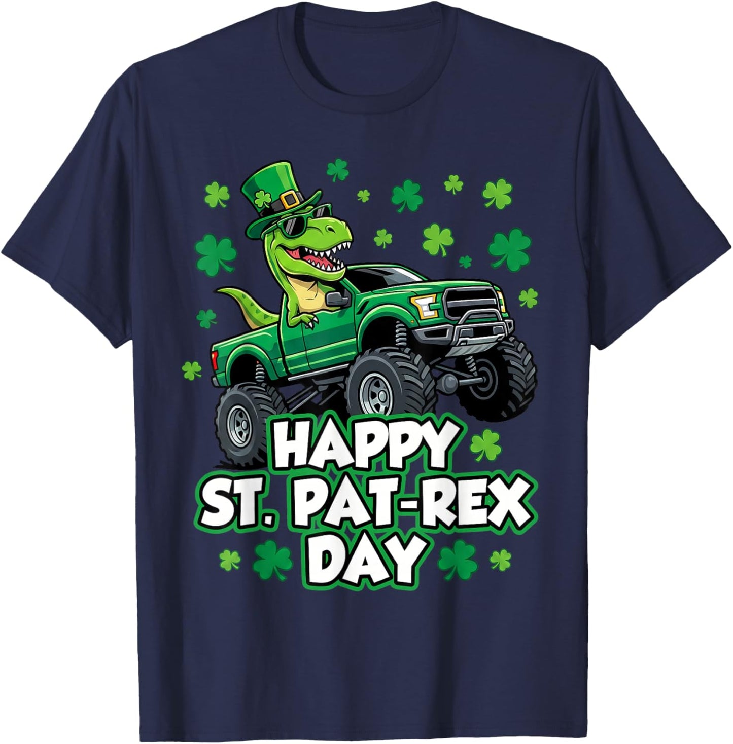 Happy St Pat Trex Day Dino St Patricks Day Toddler Boys T-Shirt - T-Shirt | Navy