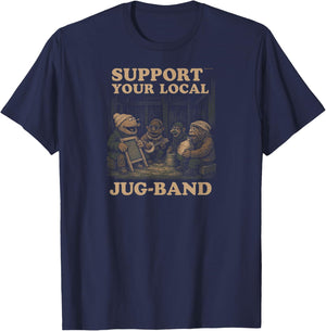 Vintage Support Your Local Jug-Band Graphic Music Musician T-Shirt - T-Shirt | Navy