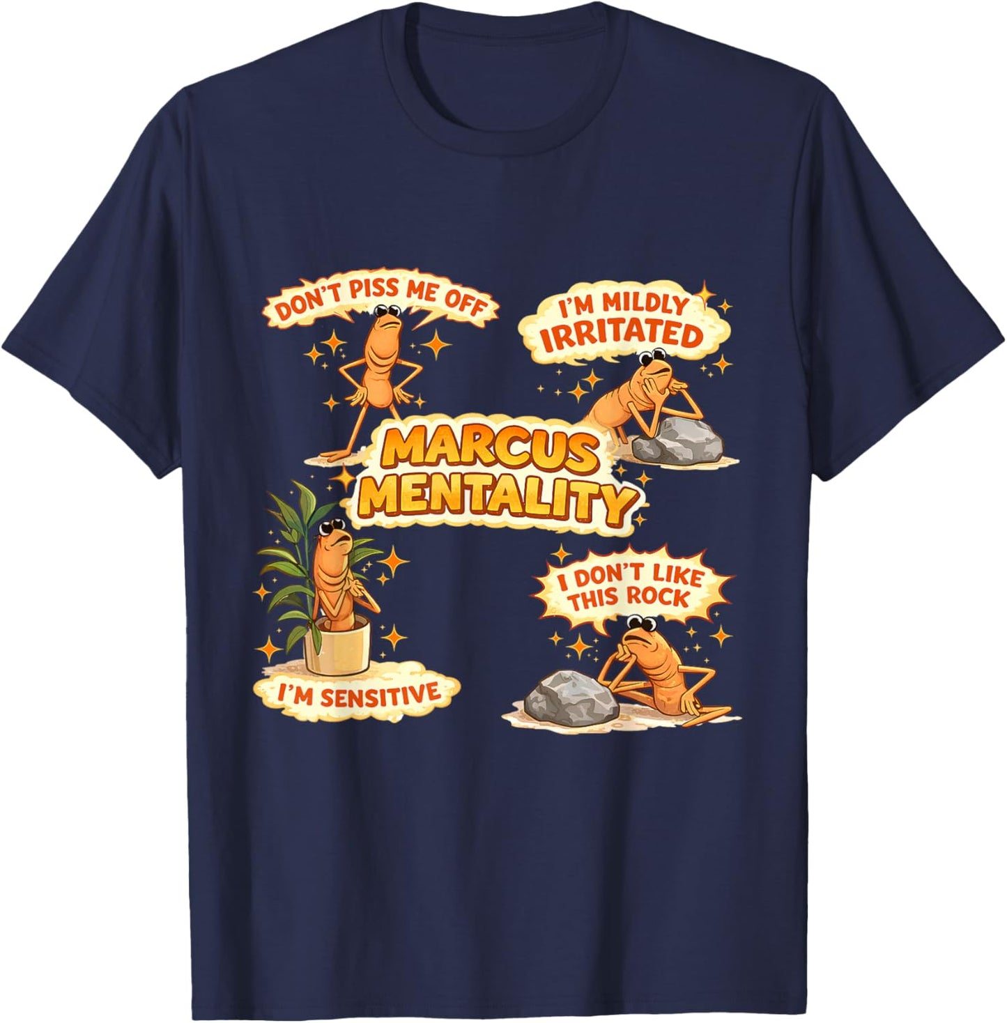 Marcus The Worm Funny I'm Mildly Irritated Meme T-Shirt - T-Shirt | Navy
