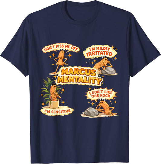 Marcus The Worm Funny I'm Mildly Irritated Meme T-Shirt - T-Shirt | Navy