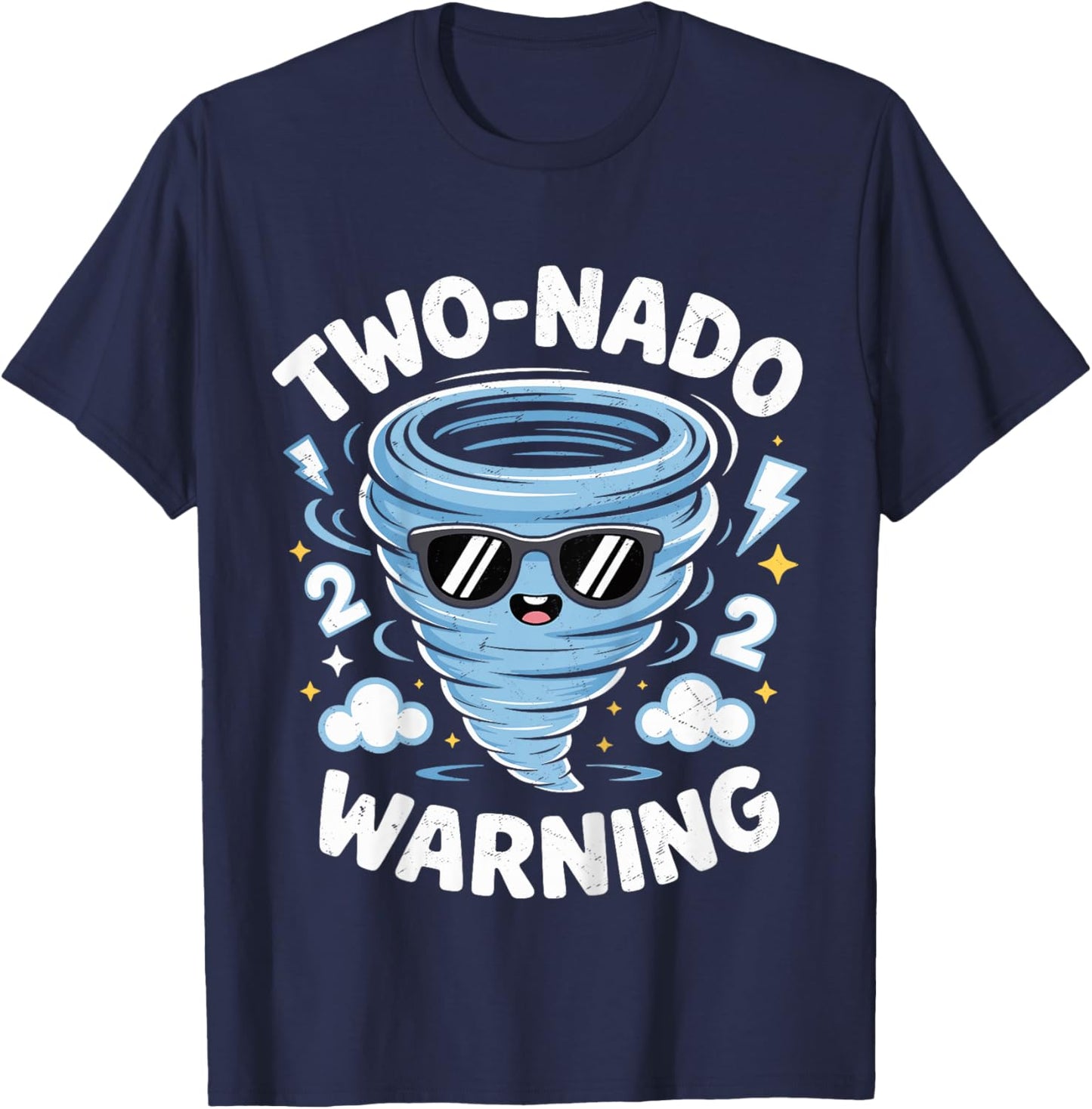 Two Nado Warning Tornado 2nd Birthday 2 Year Old Boys Kids T-Shirt - T-Shirt | Navy