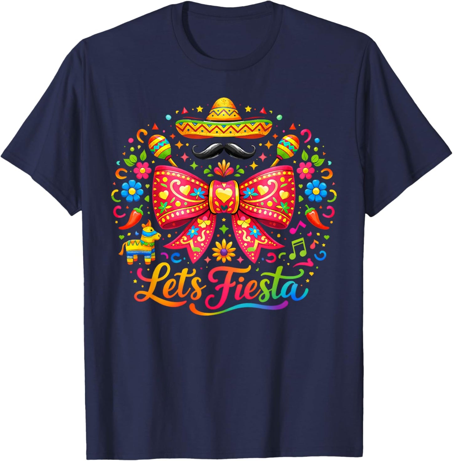 Lets Fiesta Cinco De Mayo Preppy Mexican Fiesta Girls Kids T-Shirt - T-Shirt | Navy