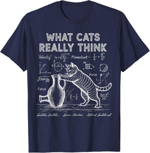 What Cats Really Think Funny Cat Physics Science Teacher T-Shirt - T-Shirt | Navy