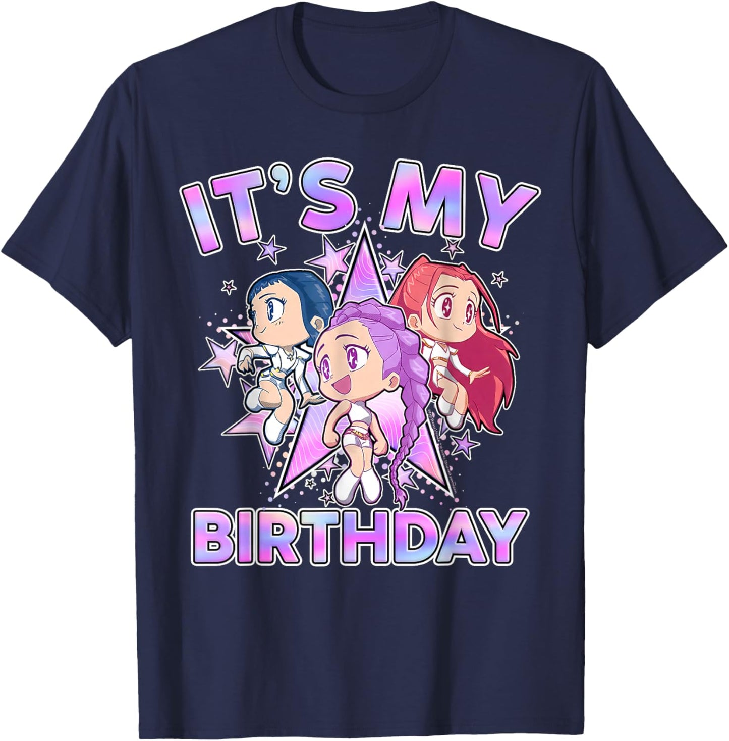 It's My Birthday Cute Chibi Matching Birthday Girl Party T-Shirt - T-Shirt | Navy