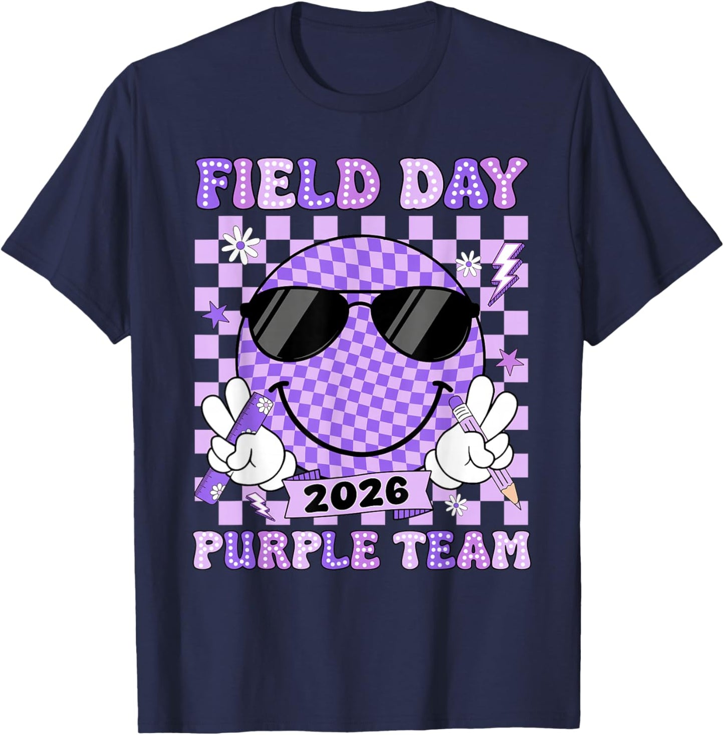 Field Day Purple Team Funny for Teacher Kids Field Day Games T-Shirt - T-Shirt | Navy