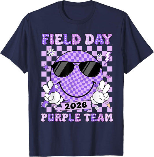 Field Day Purple Team Funny for Teacher Kids Field Day Games T-Shirt - T-Shirt | Navy