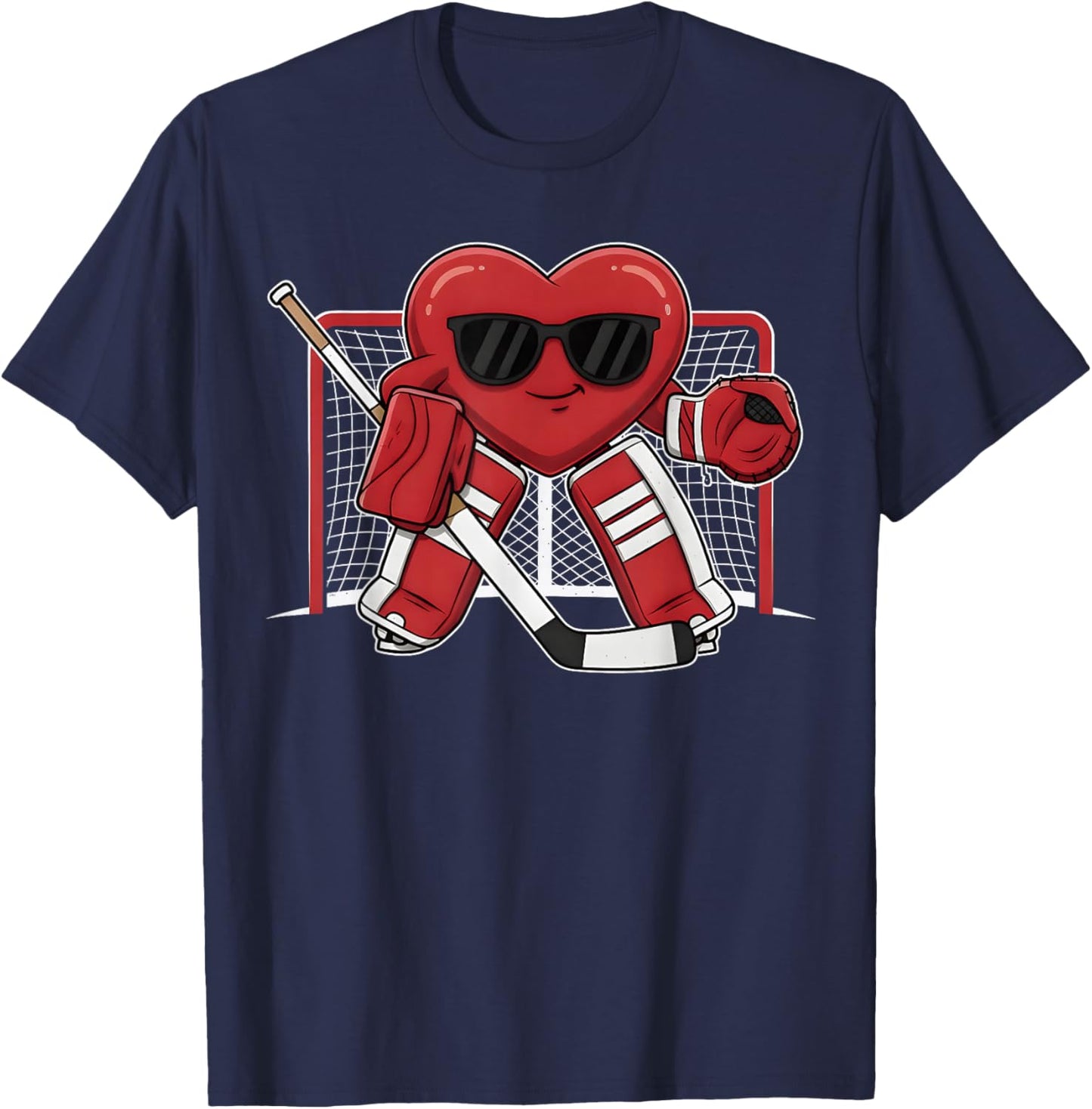 Valentines Day Heart Ice Hockey Goalie Men Boys Kids T-Shirt - T-Shirt | Navy