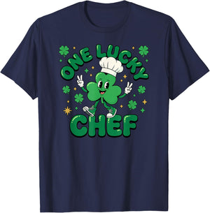 Chef St Patricks Day One Lucky Chef T-Shirt - T-Shirt | Navy