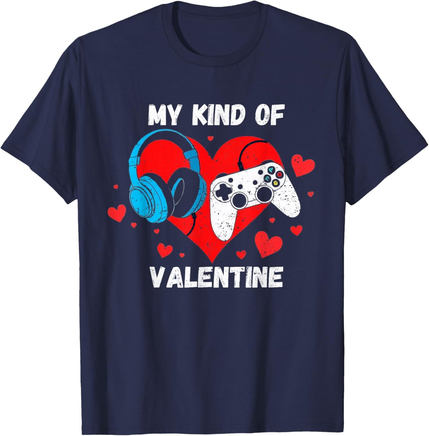 Valentines Day Gamer Heart Gaming Boys Kids Men Youth Teen T-Shirt - T-Shirt | Navy