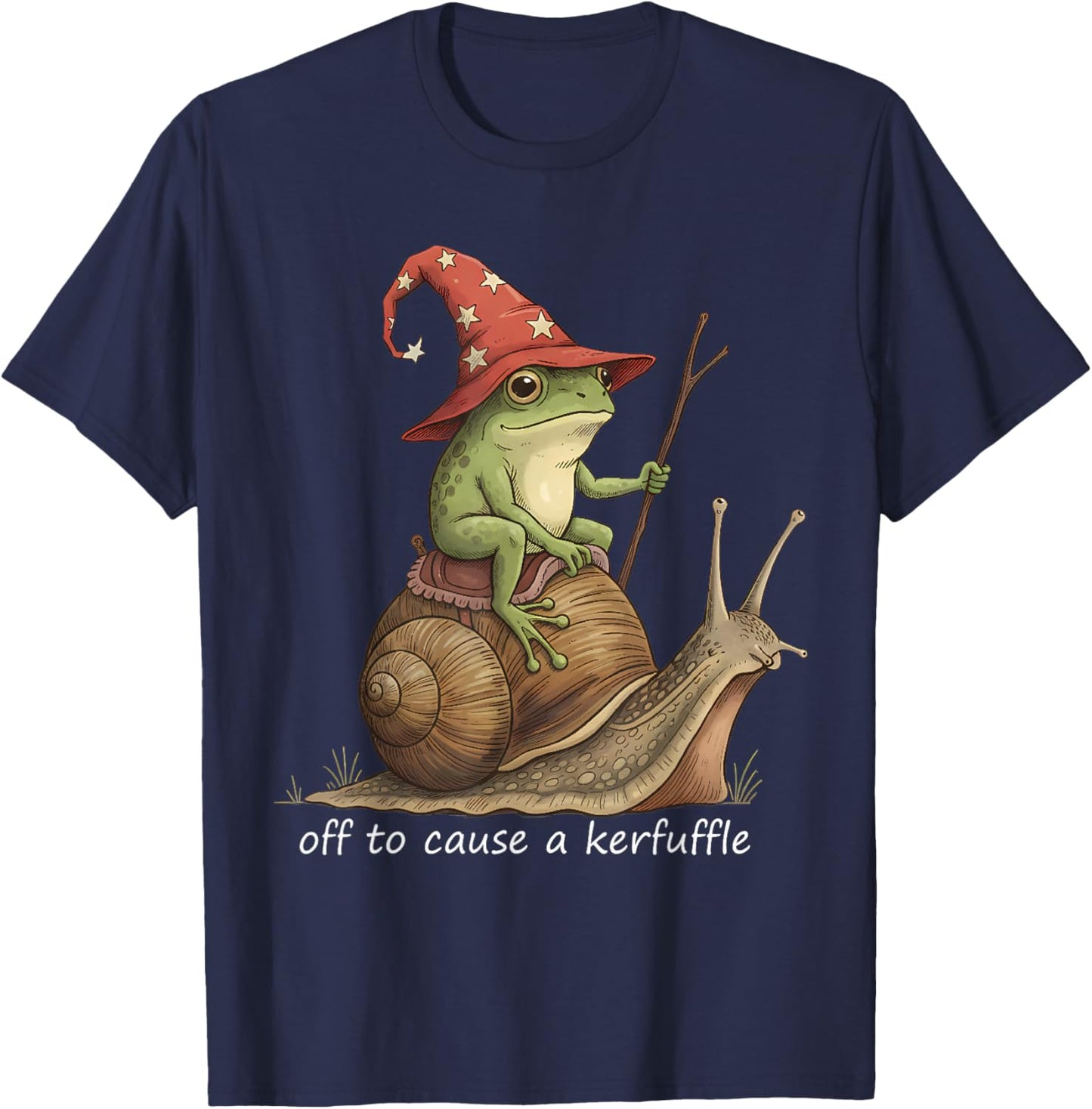 Funny Frog Wizard Off to Cause A Kerfuffle Meme T-Shirt - T-Shirt | Navy