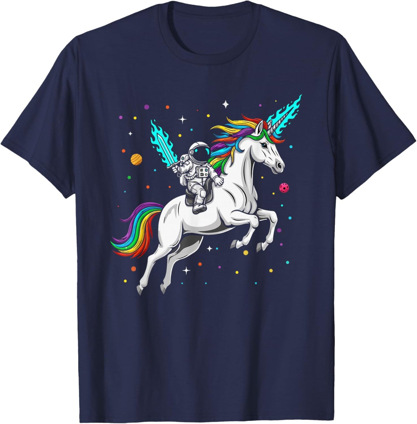 Astronaut Space Unicorn Science T-Shirt - T-Shirt | Navy