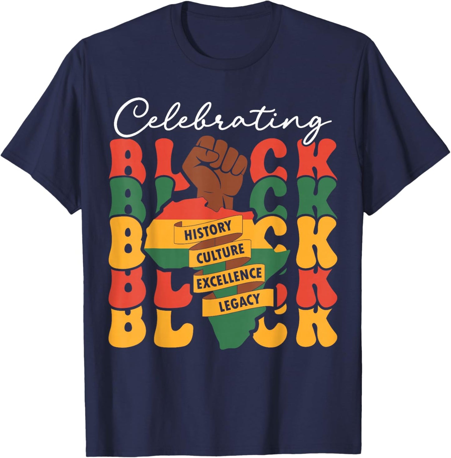 Celebrating Black History Month African American History T-Shirt - T-Shirt | Navy
