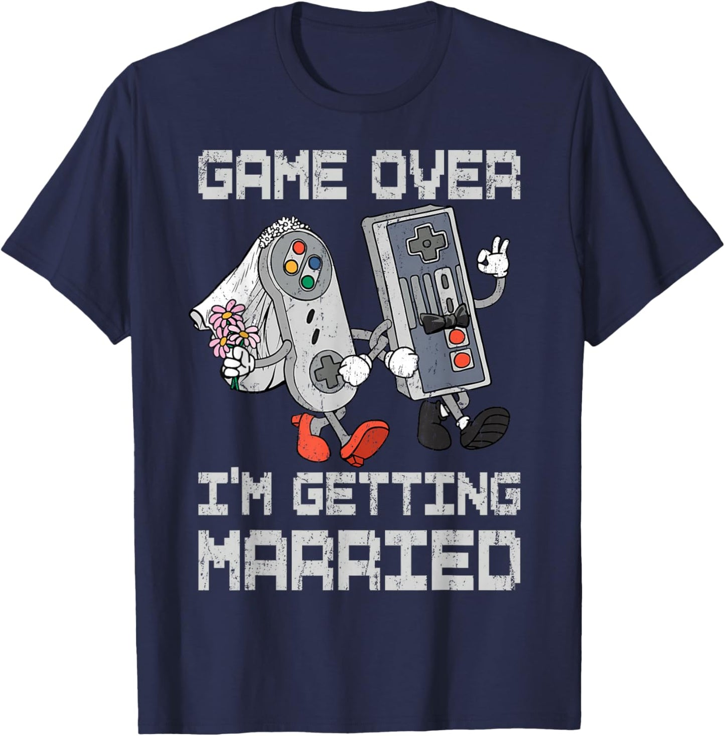 Game Over I’m Getting Married Gamer Bachelor Party T-Shirt - T-Shirt | Navy