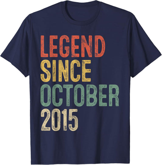 Legend October 2015 10th Birthday Boy Girl 10 Year Old T-Shirt - T-Shirt | Navy