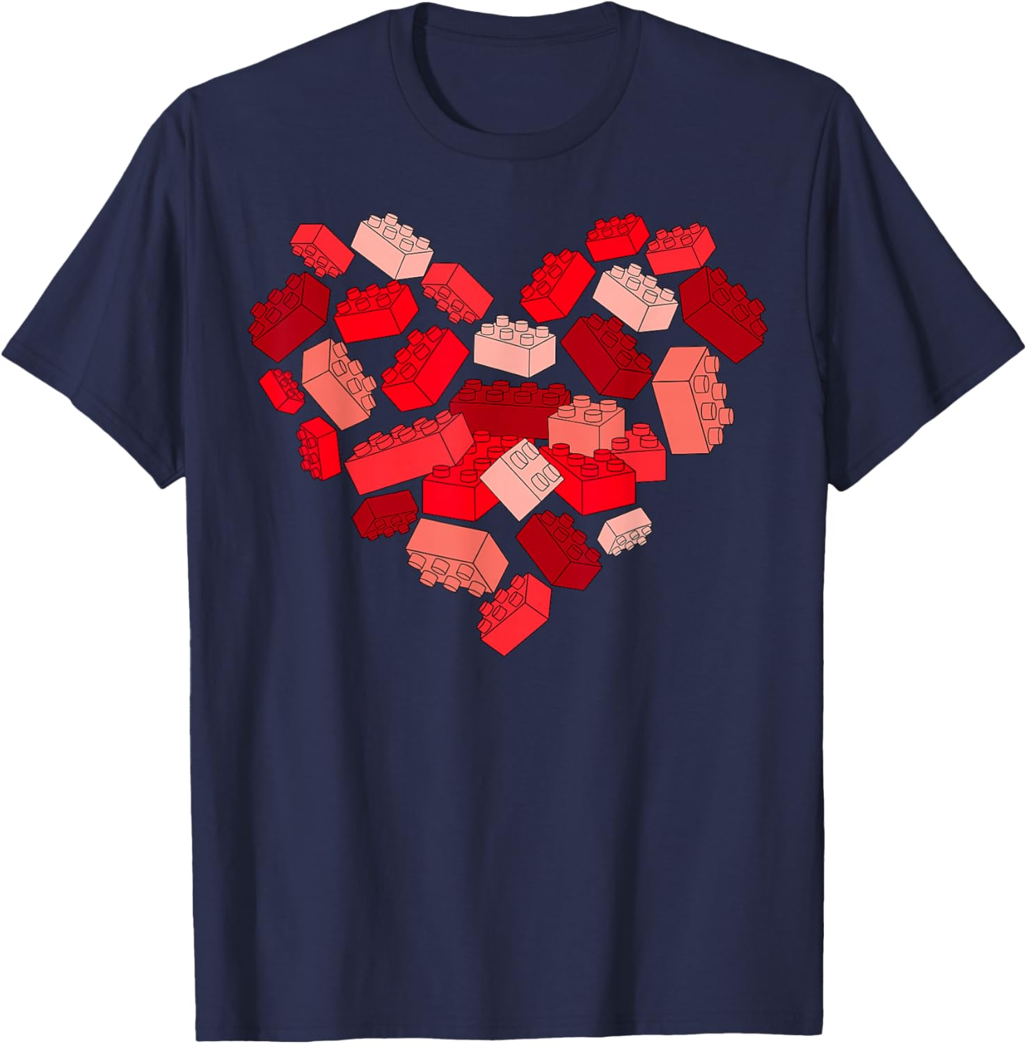 Valentines Day Heart Building Blocks Bricks Boys Kid Toddler T-Shirt - T-Shirt | Navy