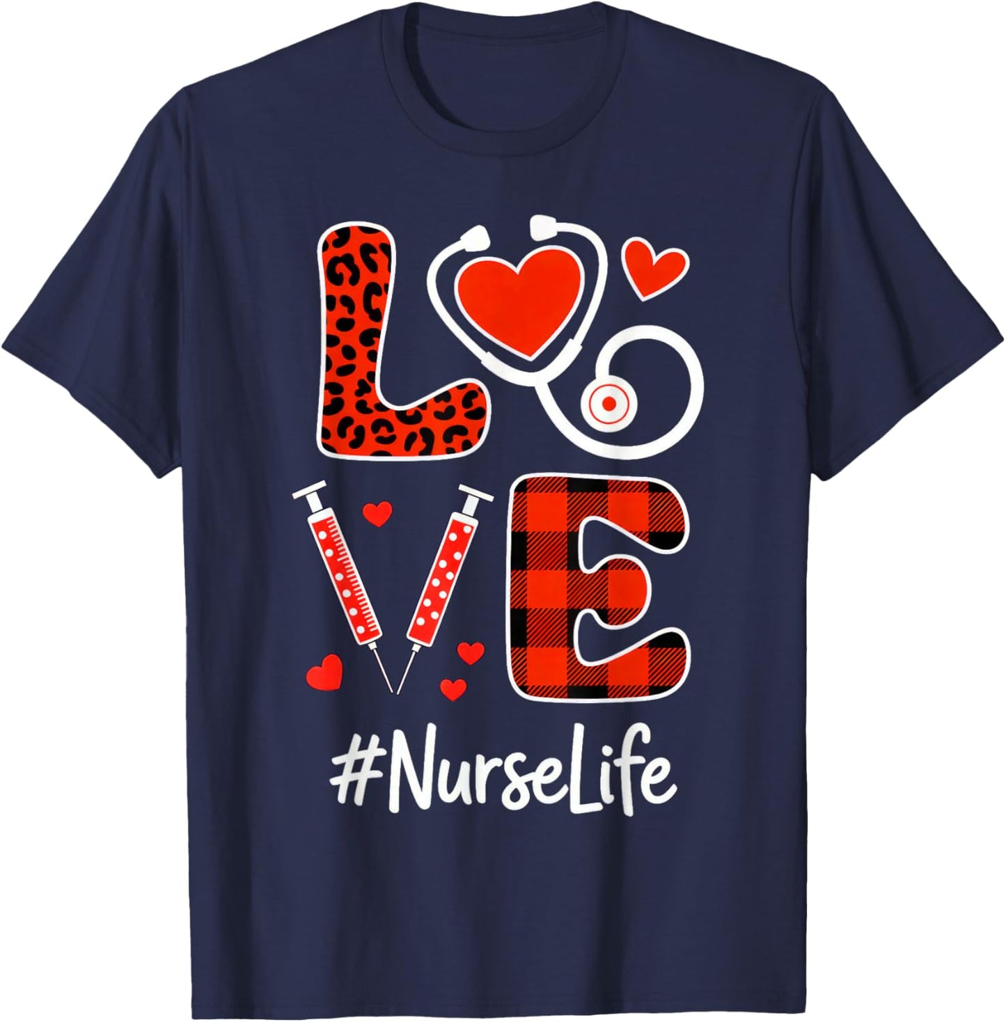 Love Nurse Life - Valentine Day Lover T-Shirt - T-Shirt | Navy