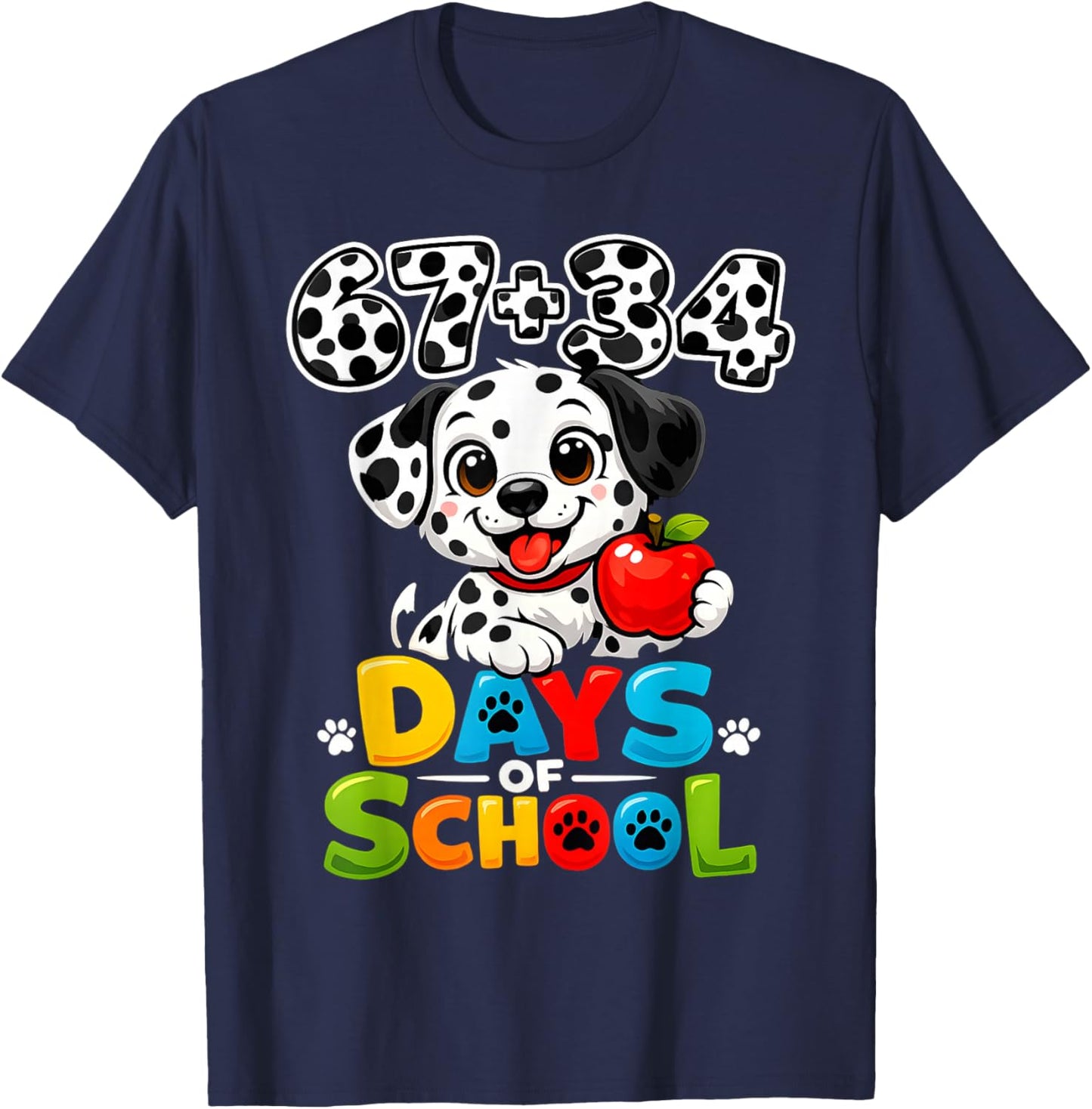 67 34 Days of School Dog 101 Days of School 100th Days Boys T-Shirt - T-Shirt | Navy