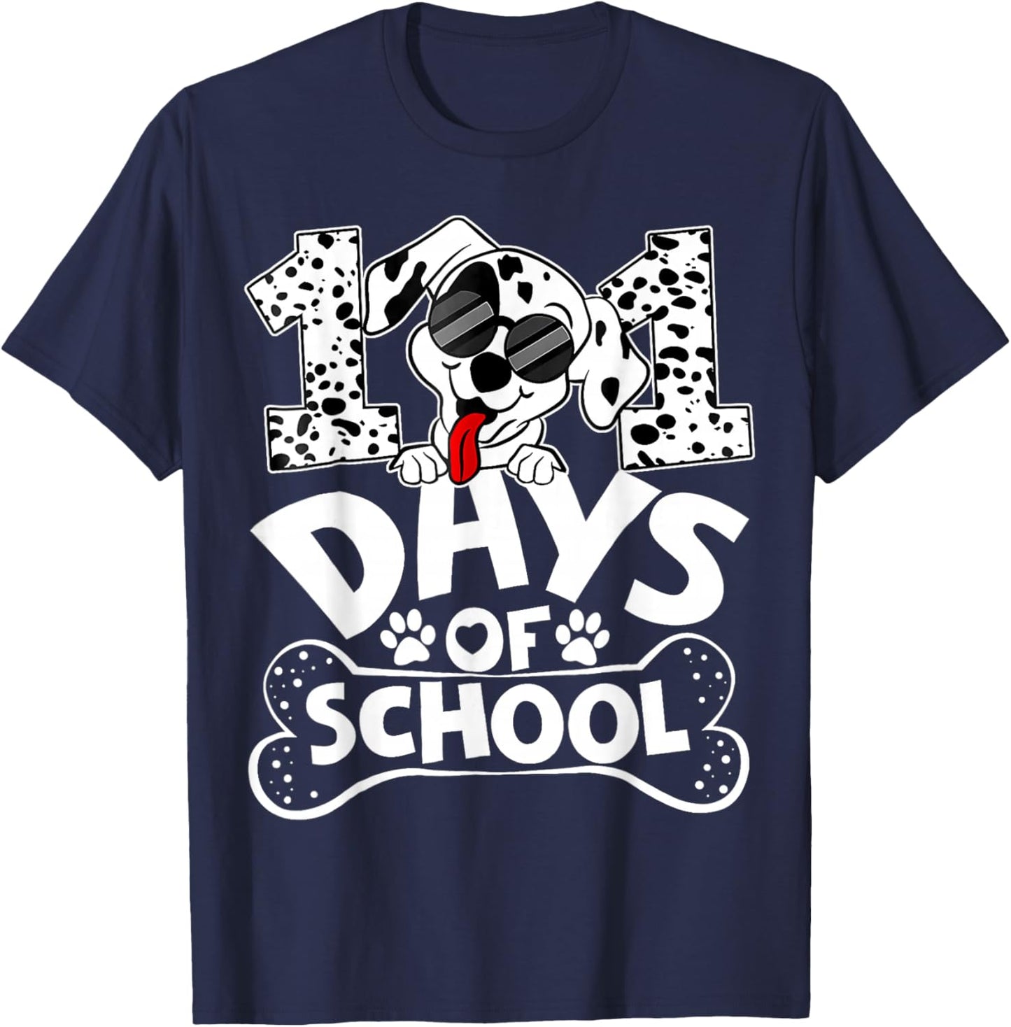 100 Days of School Dalmatian Dog Boy Kid 100th Day of School T-Shirt - T-Shirt | Navy