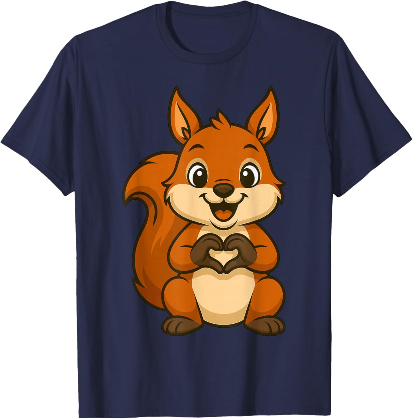 Squirrel Doing Heart with Hands Valentines Day T-Shirt - T-Shirt | Navy