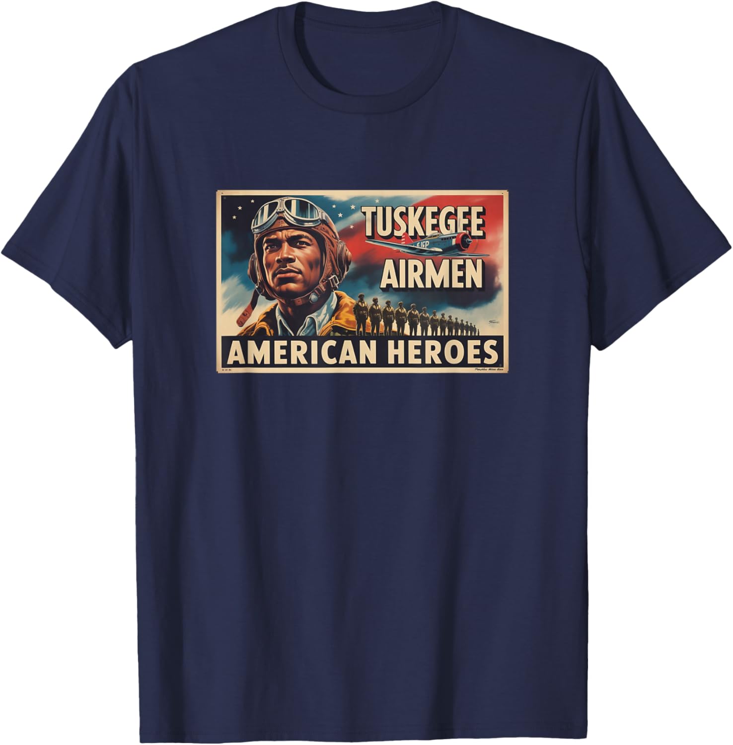 Retro Black Airmen Black History World War 2 Tuskegee Pilots T-Shirt - T-Shirt | Navy
