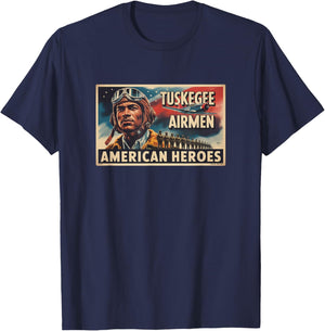Retro Black Airmen Black History World War 2 Tuskegee Pilots T-Shirt - T-Shirt | Navy