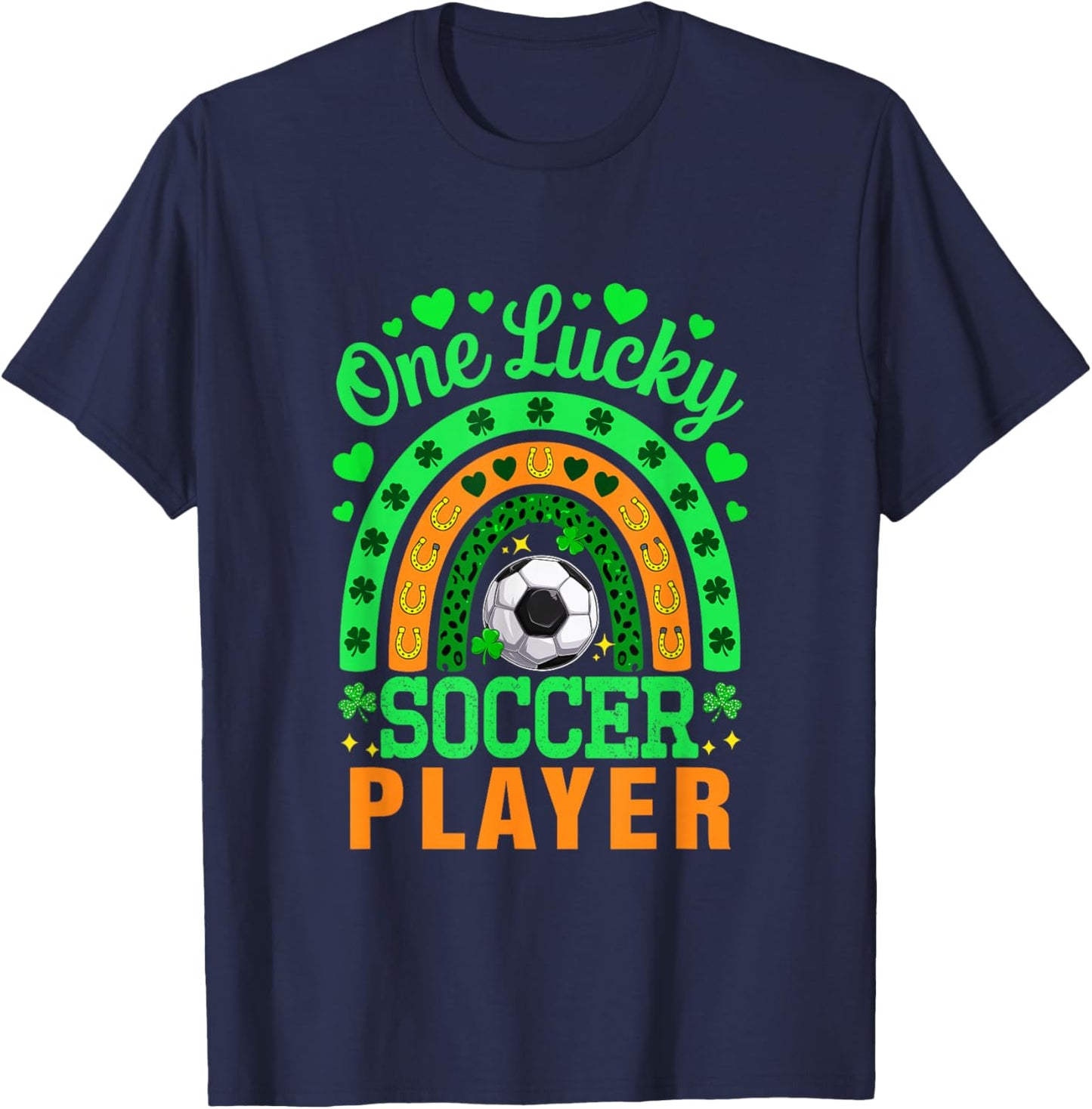 One Lucky Patrick's Day Soccer Player Matching Parties T-Shirt - T-Shirt | Navy