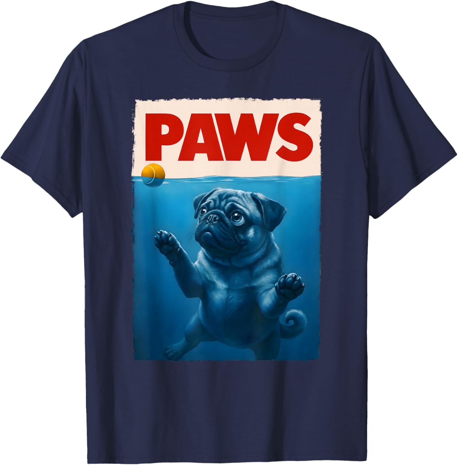 Retro Pug Dog Mom Dog Dad Funny Pug T-Shirt - T-Shirt | Navy