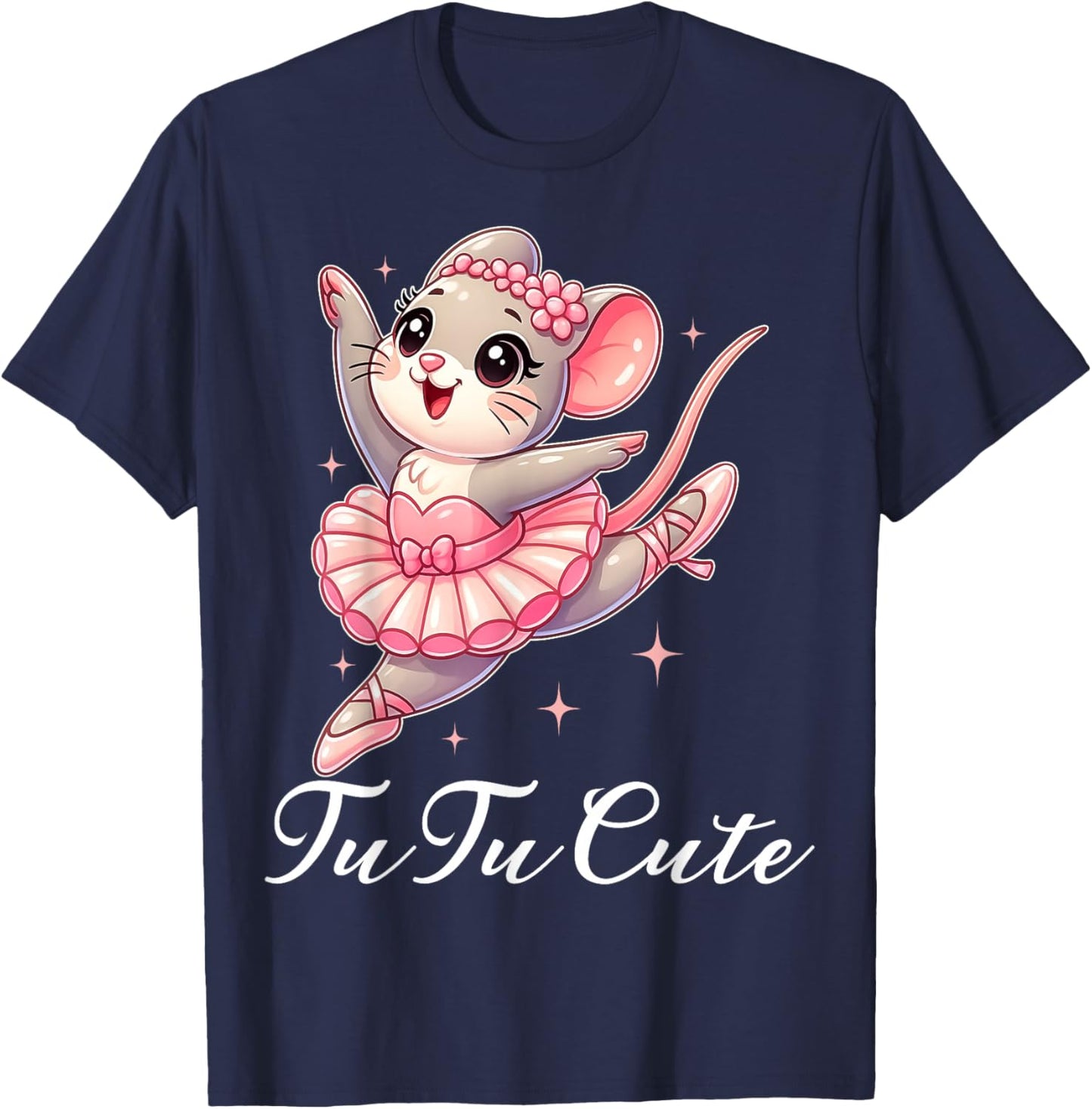 Tu Tu Cute Tiny Funny Kawaii Dancing Mouse Fun Ballerina T-Shirt - T-Shirt | Navy