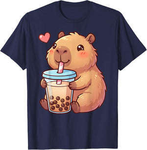 Cute Girls Capybara Pajamas Pjs Niña Kids Teens Kawaii Anime T-Shirt - T-Shirt | Navy