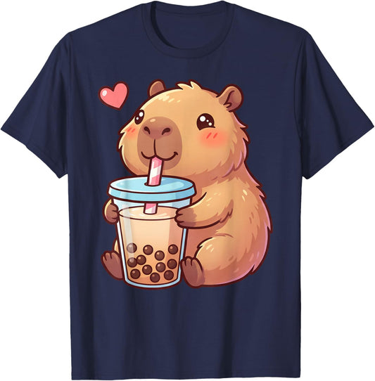 Cute Girls Capybara Pajamas Pjs Niña Kids Teens Kawaii Anime T-Shirt - T-Shirt | Navy